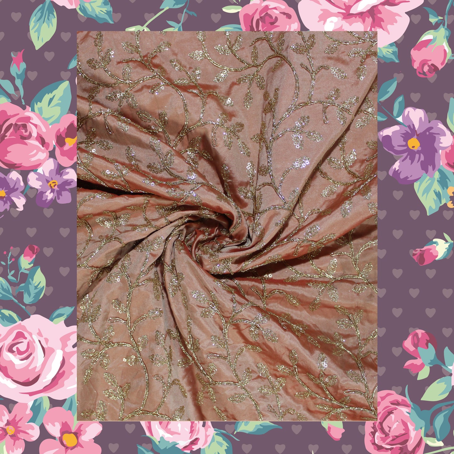 Glitter Sequence With Codding On Tafetta