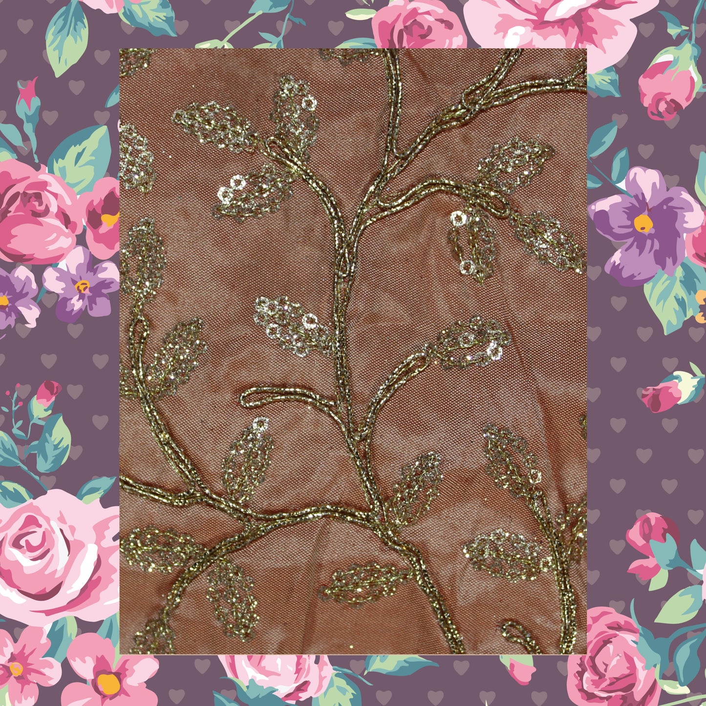 Glitter Sequence With Codding On Tafetta