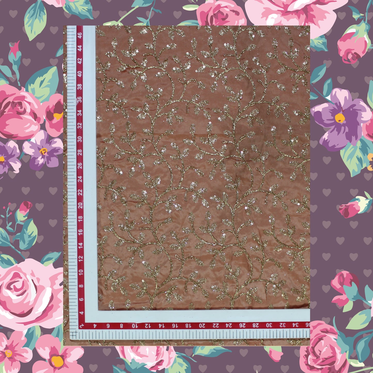 Glitter Sequence With Codding On Tafetta