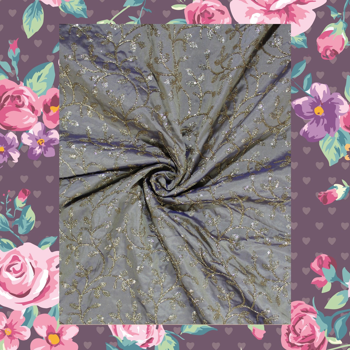 Glitter Sequence With Codding On Tafetta
