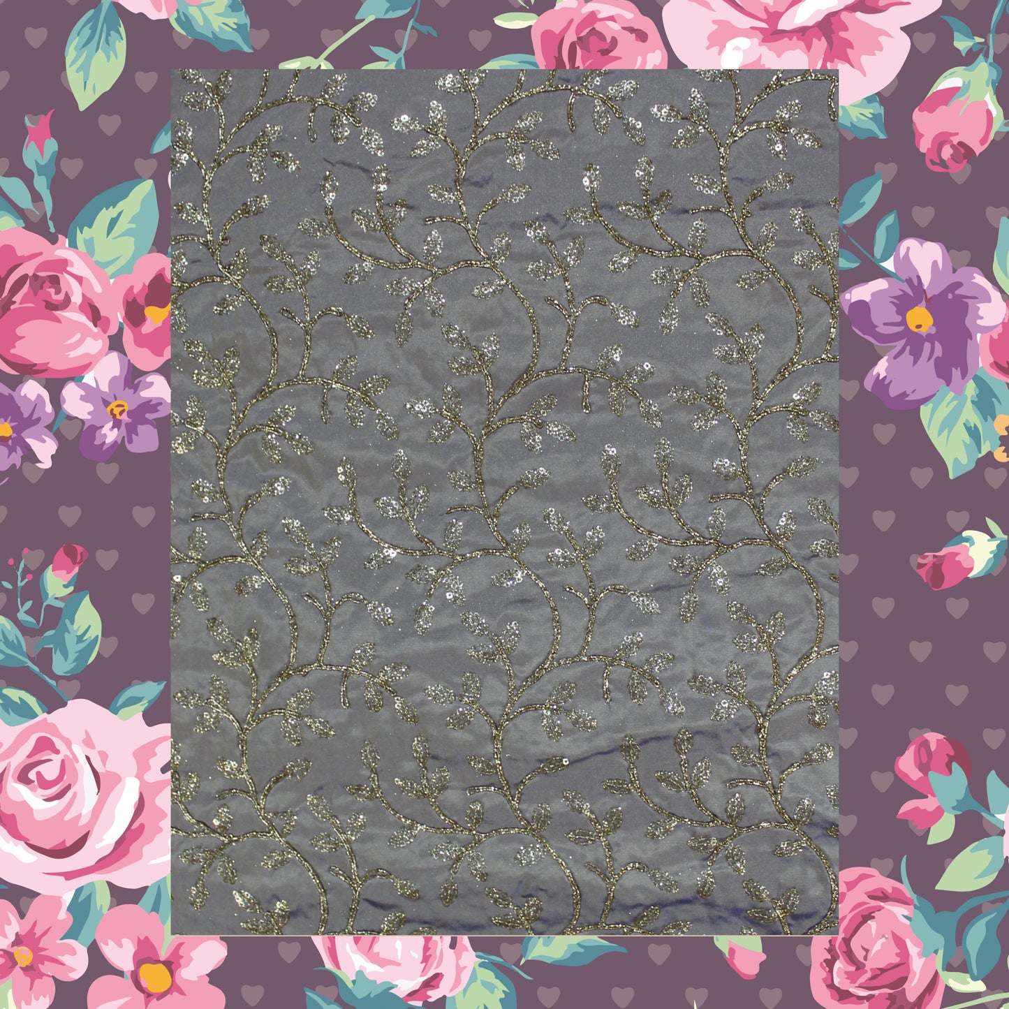 Glitter Sequence With Codding On Tafetta