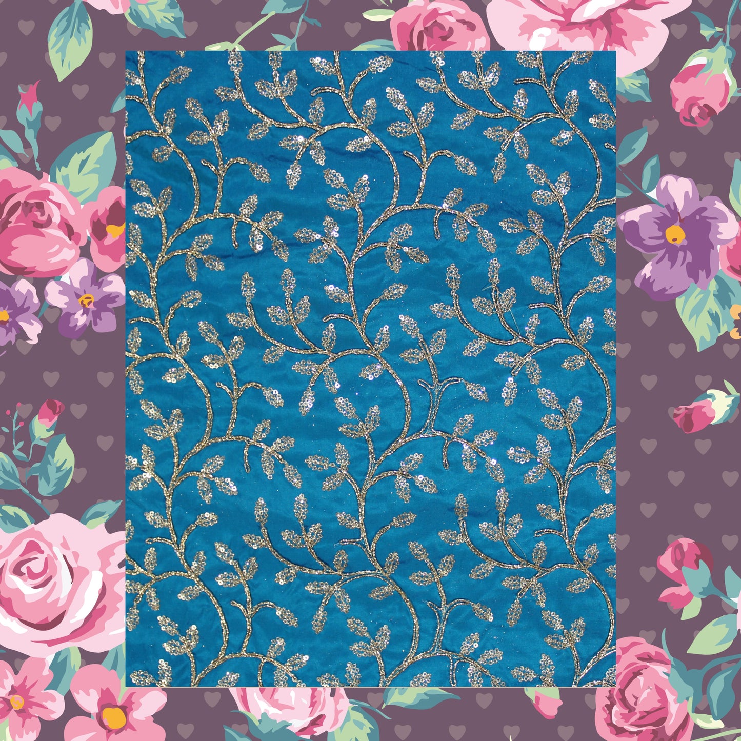 Glitter Sequence With Codding On Tafetta