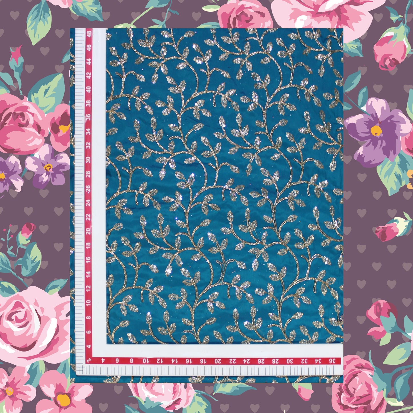 Glitter Sequence With Codding On Tafetta