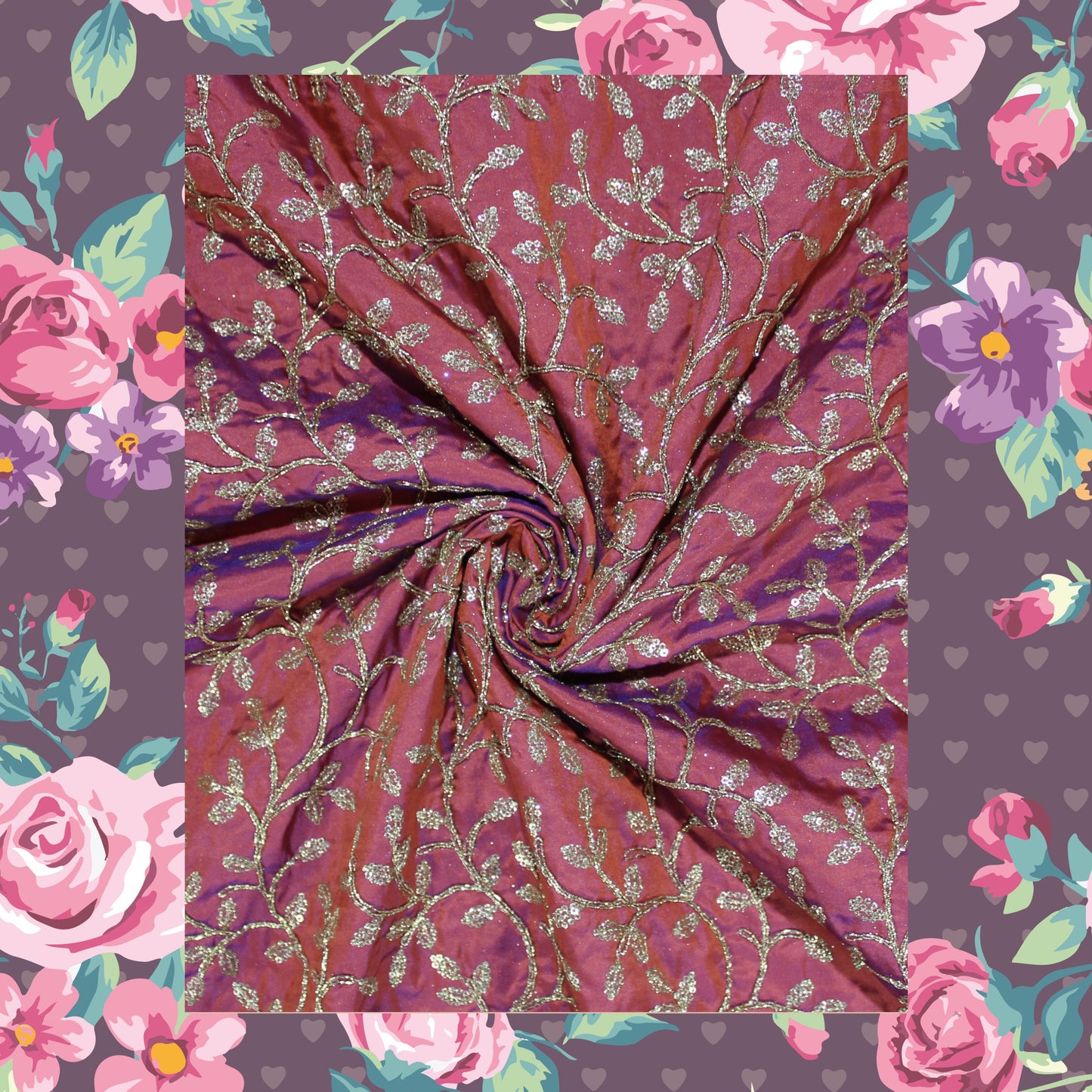 Glitter Sequence With Codding On Tafetta