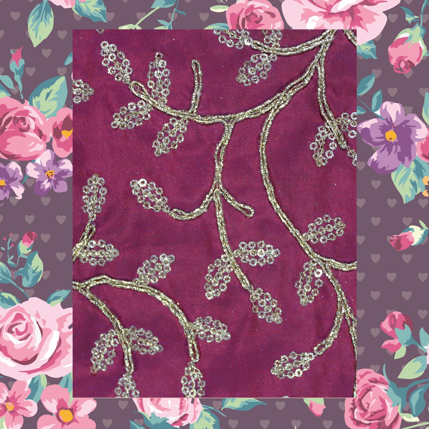 Glitter Sequence With Codding On Tafetta