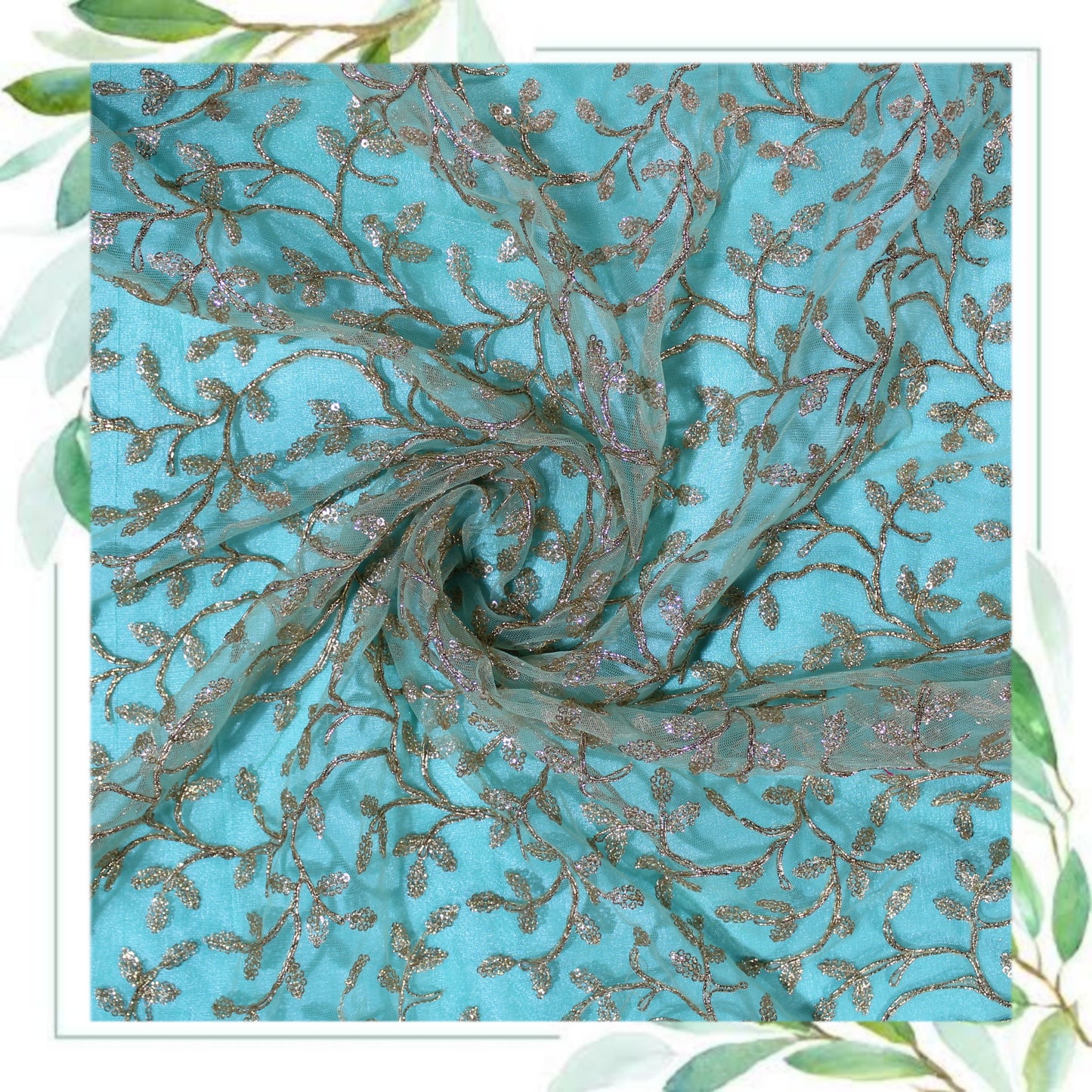 Glitter Sequence Codding Embroidery On Net