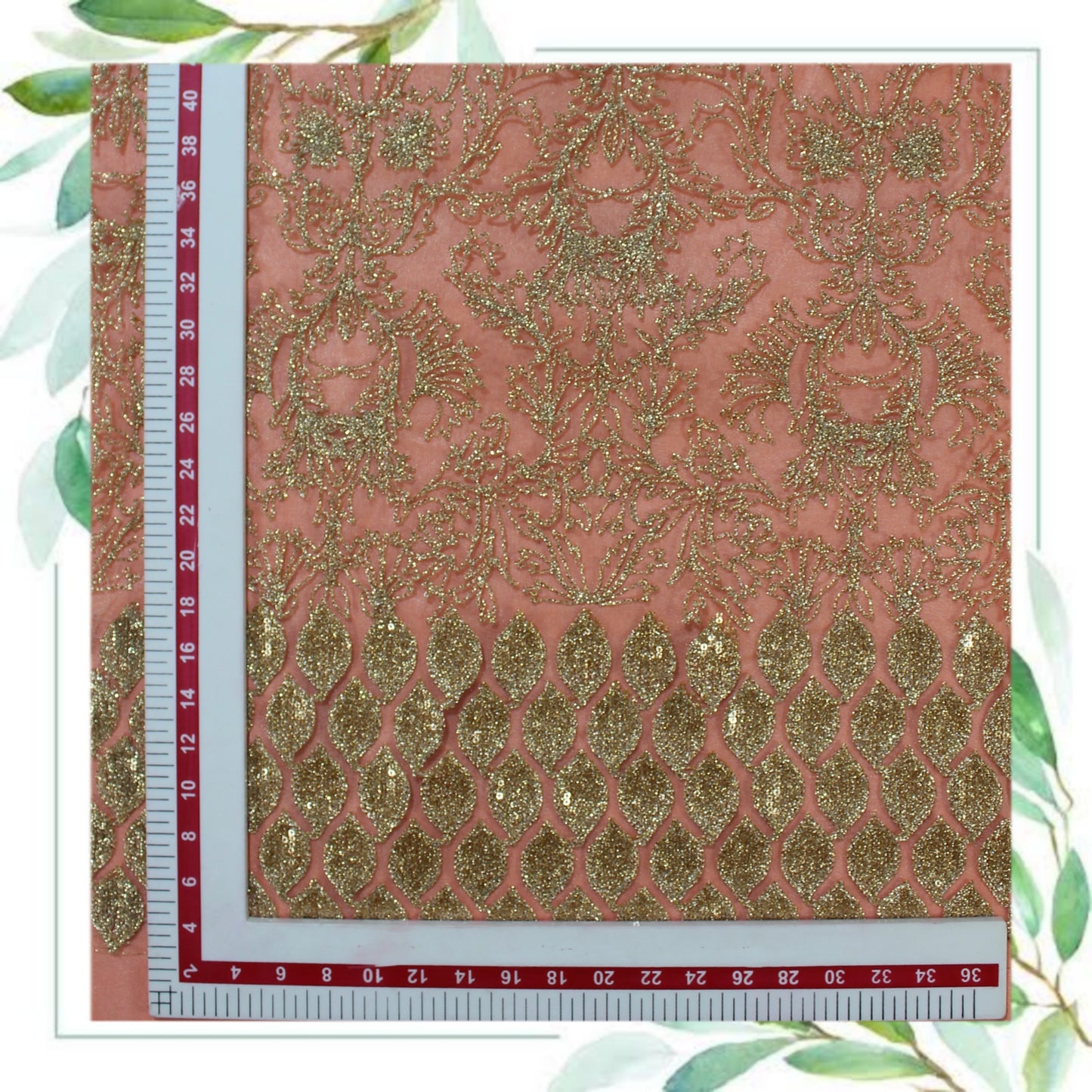 Zari Embroidery With Sequence On Net