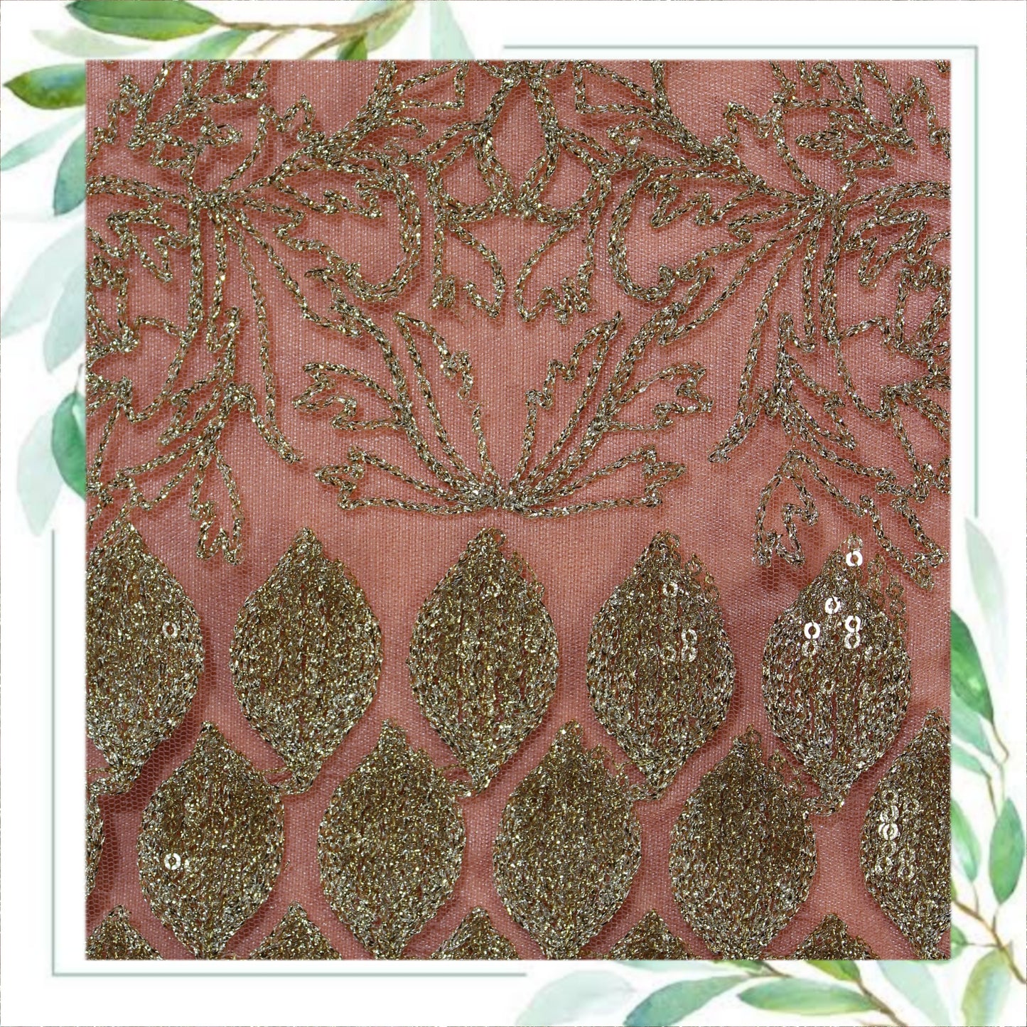Zari Embroidery With Sequence On Net