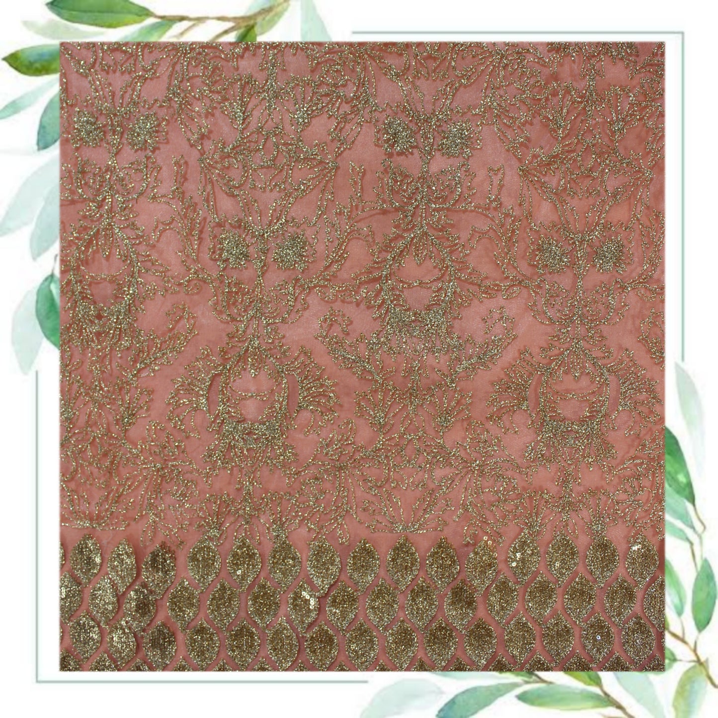 Zari Embroidery With Sequence On Net