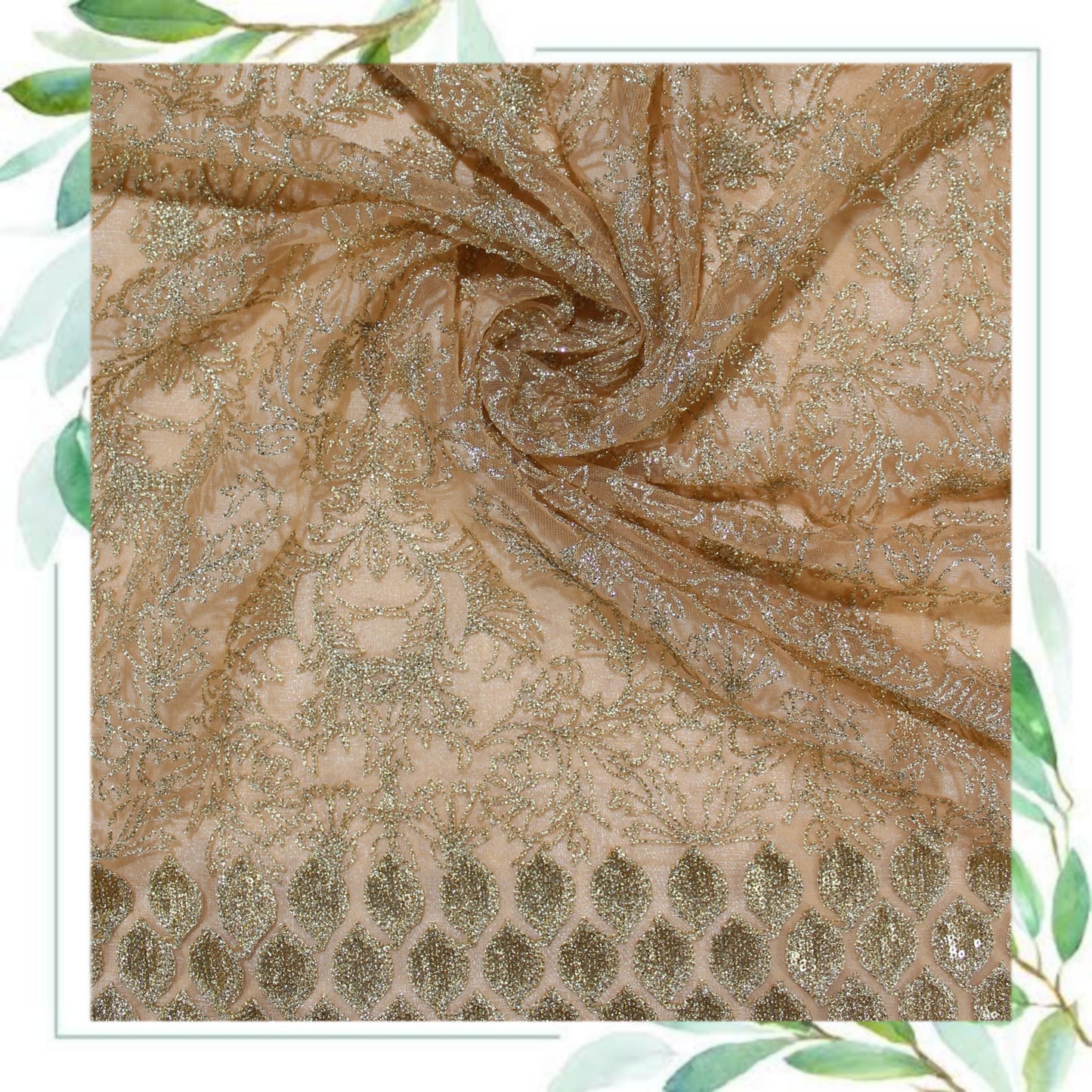 Zari Embroidery With Sequence On Net