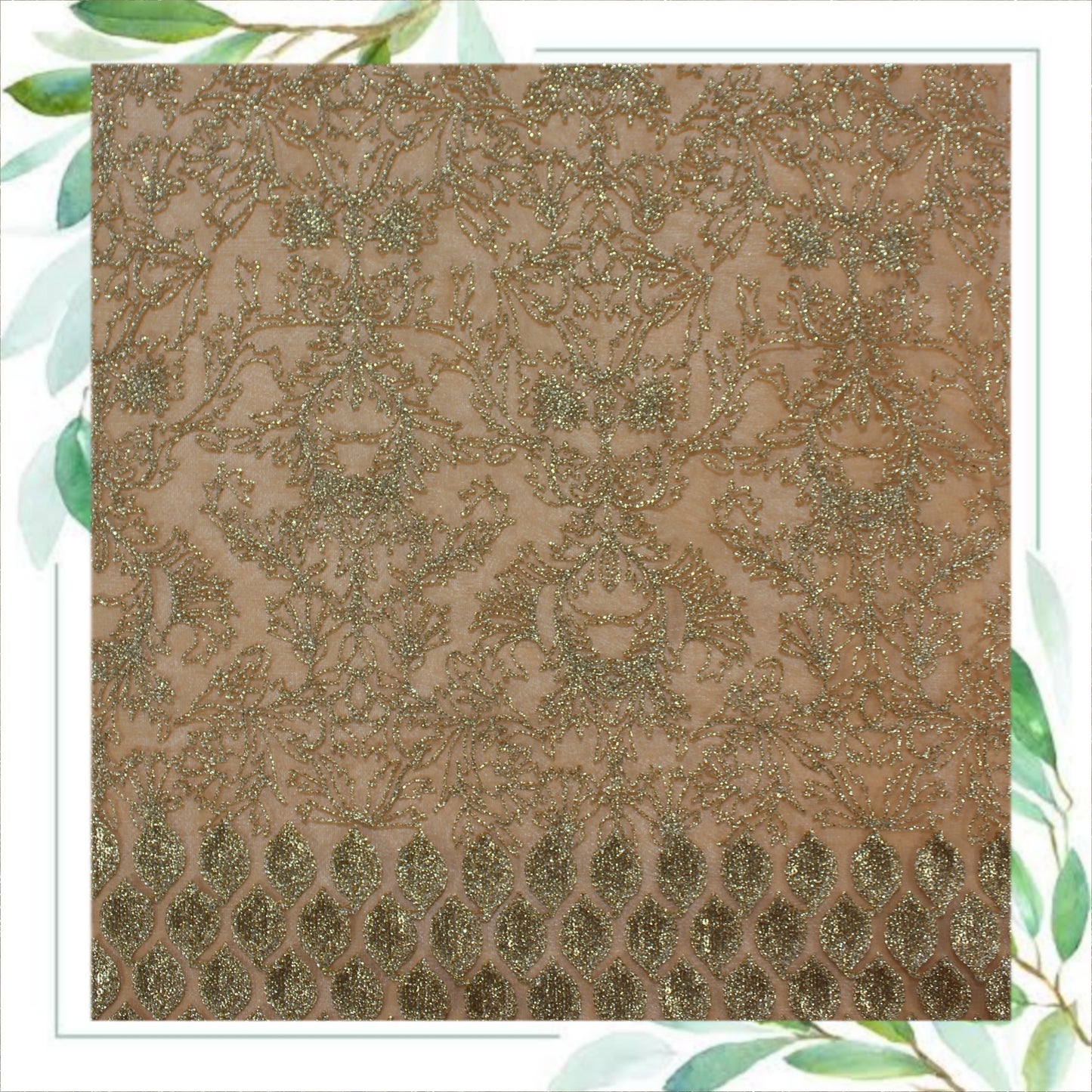 Zari Embroidery With Sequence On Net
