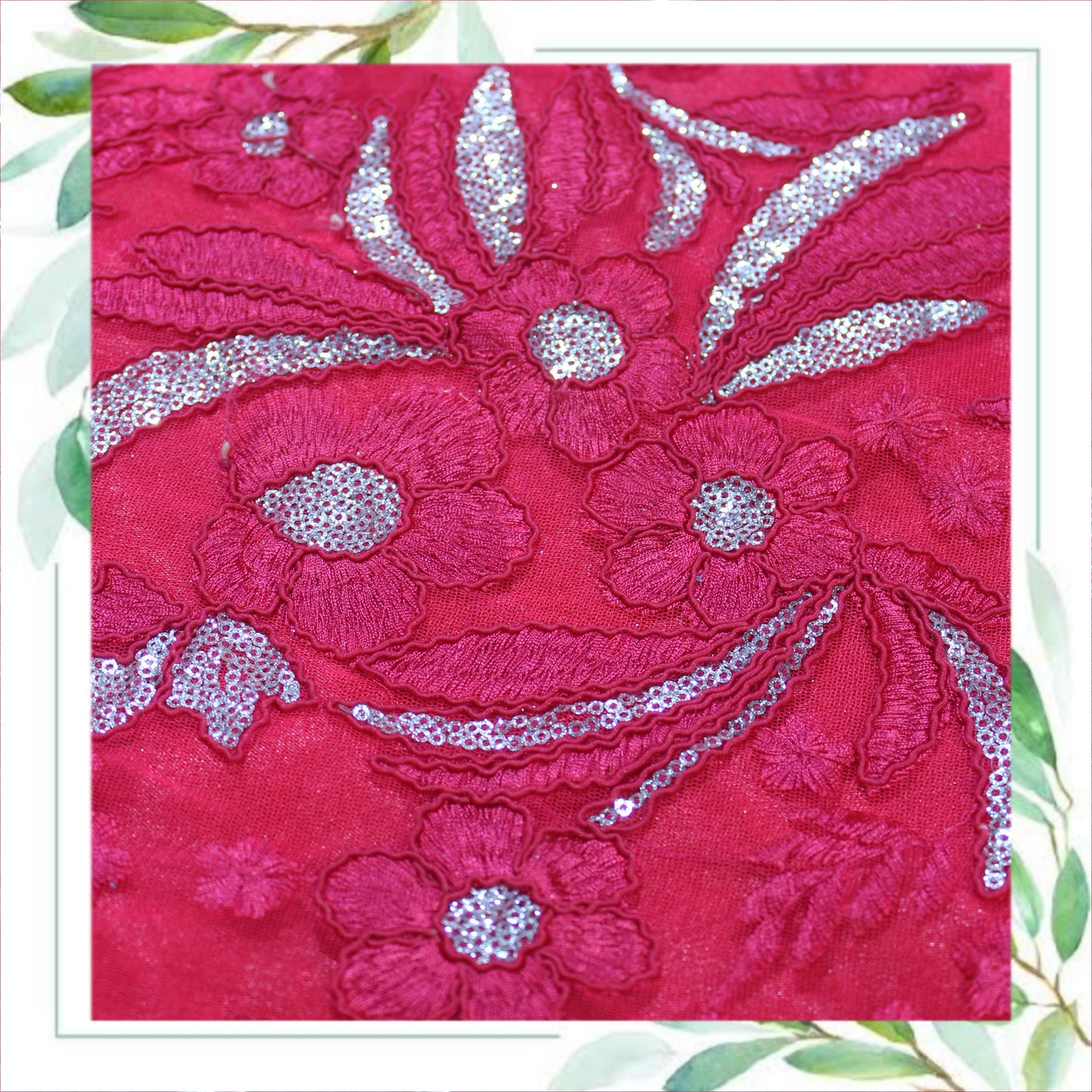 Multi Codding Work Silver Sequence Embroidery