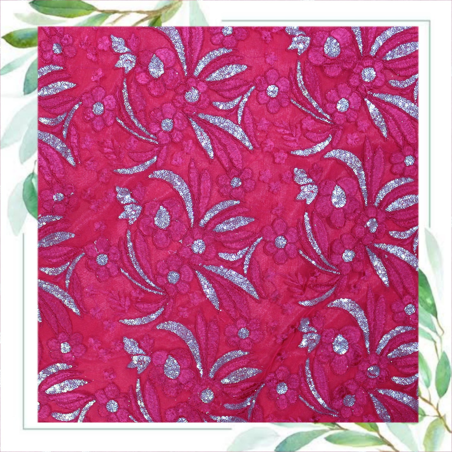 Multi Codding Work Silver Sequence Embroidery