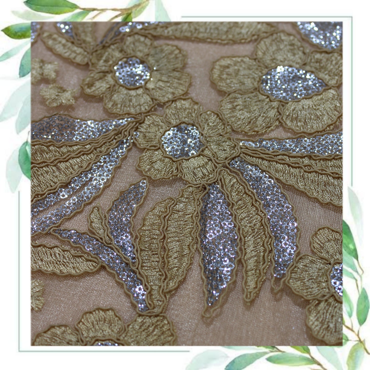 Multi Codding Work Silver Sequence Embroidery