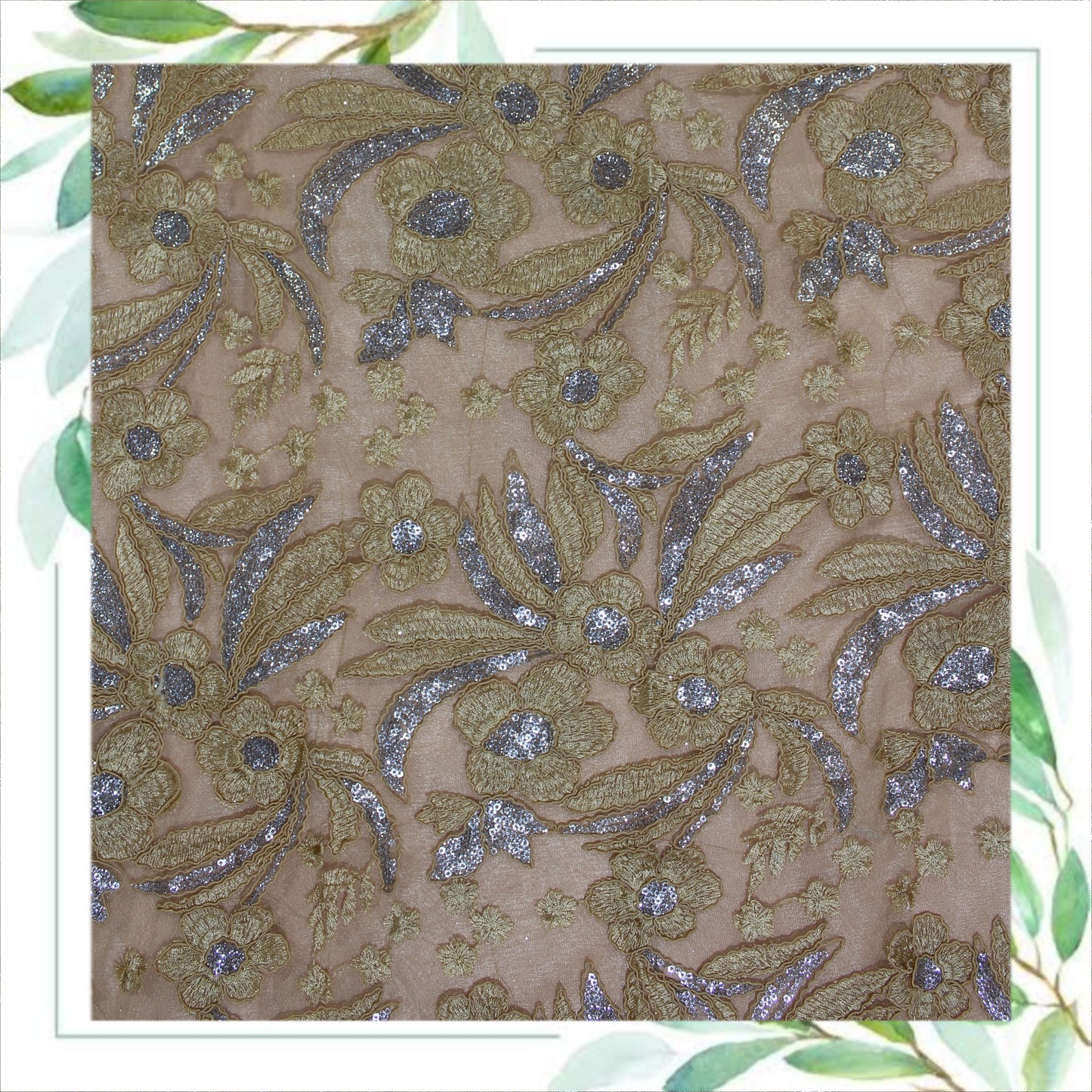 Multi Codding Work Silver Sequence Embroidery