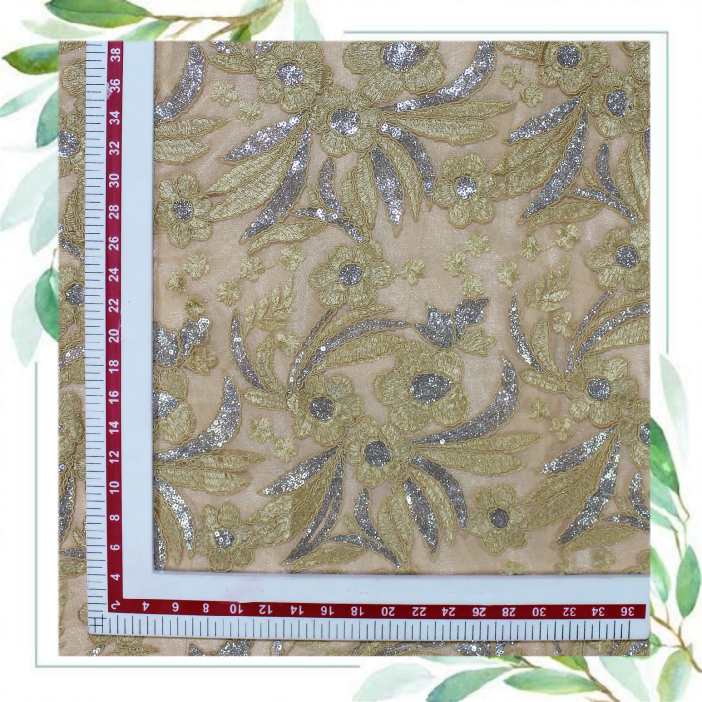 Multi Codding Work Silver Sequence Embroidery