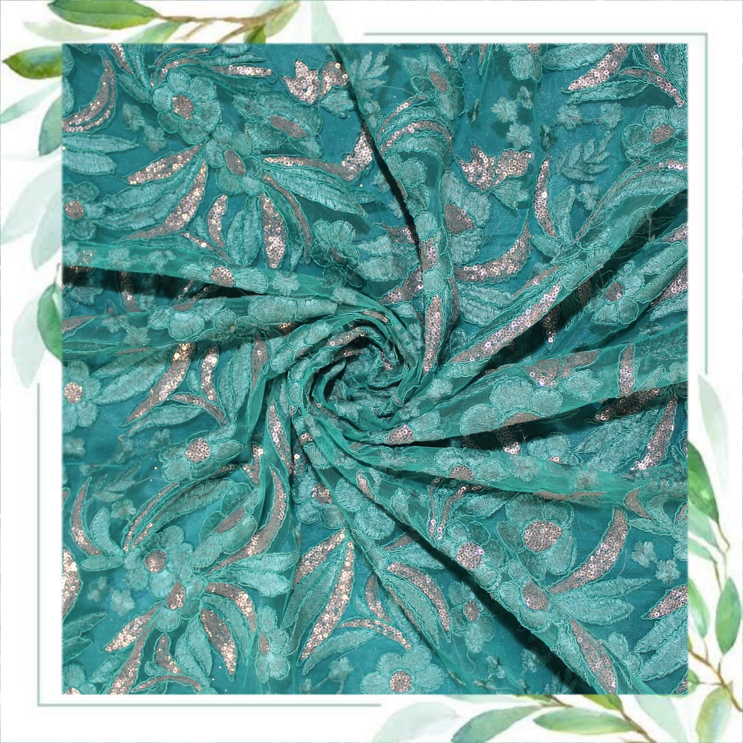 Multi Codding Work Silver Sequence Embroidery