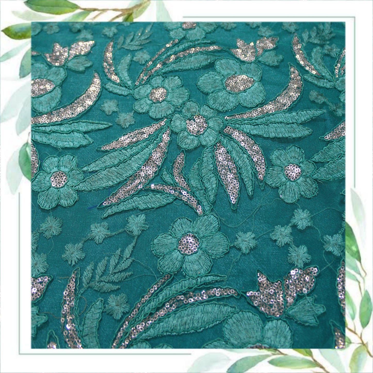 Multi Codding Work Silver Sequence Embroidery