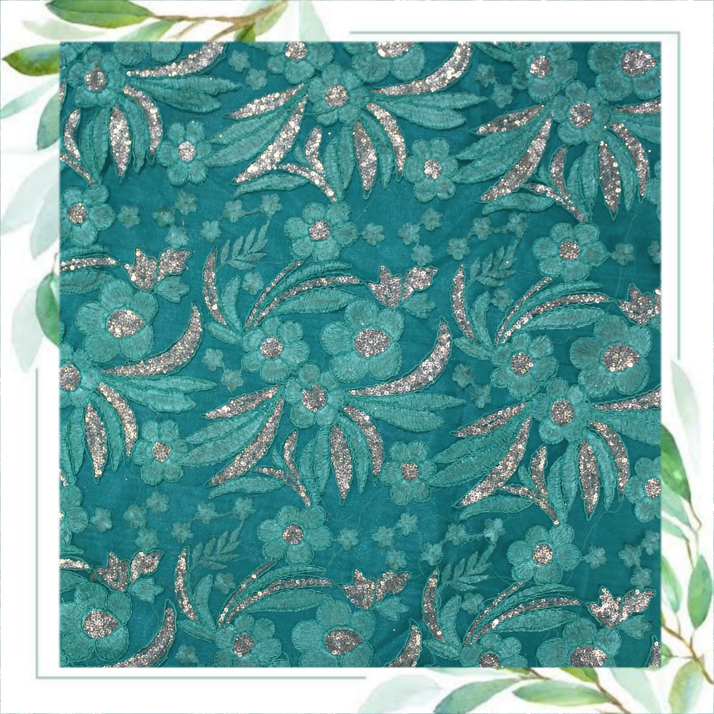 Multi Codding Work Silver Sequence Embroidery