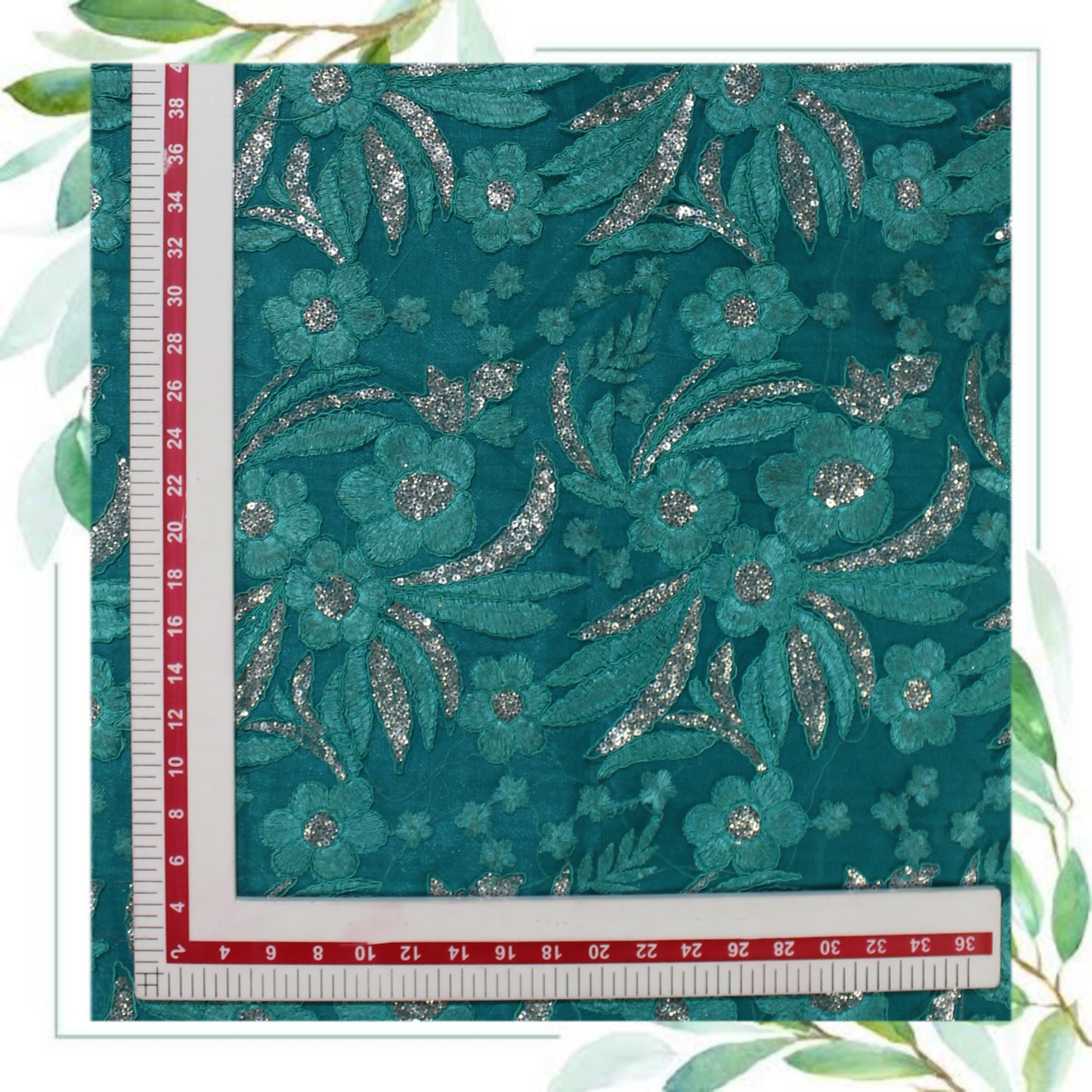 Multi Codding Work Silver Sequence Embroidery