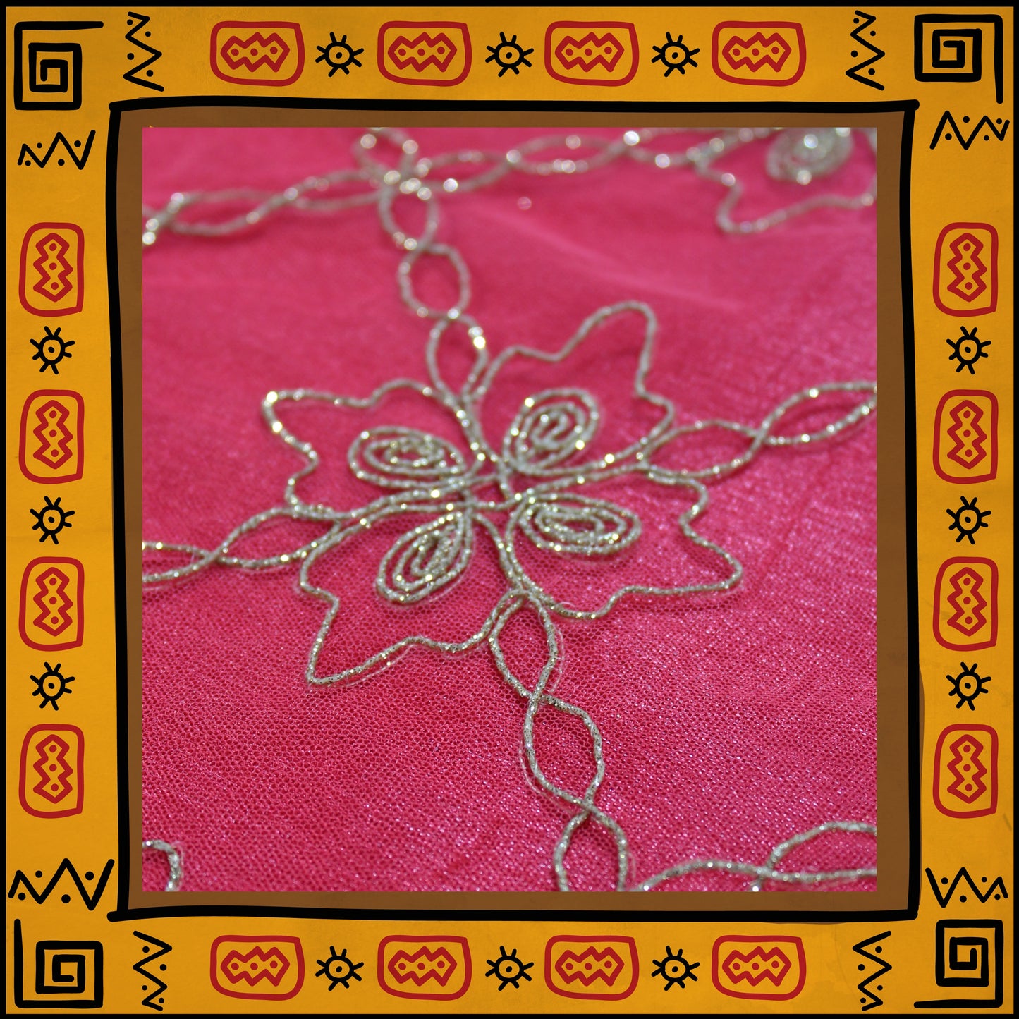 Heavy Glitter Codding Embroidery On Net