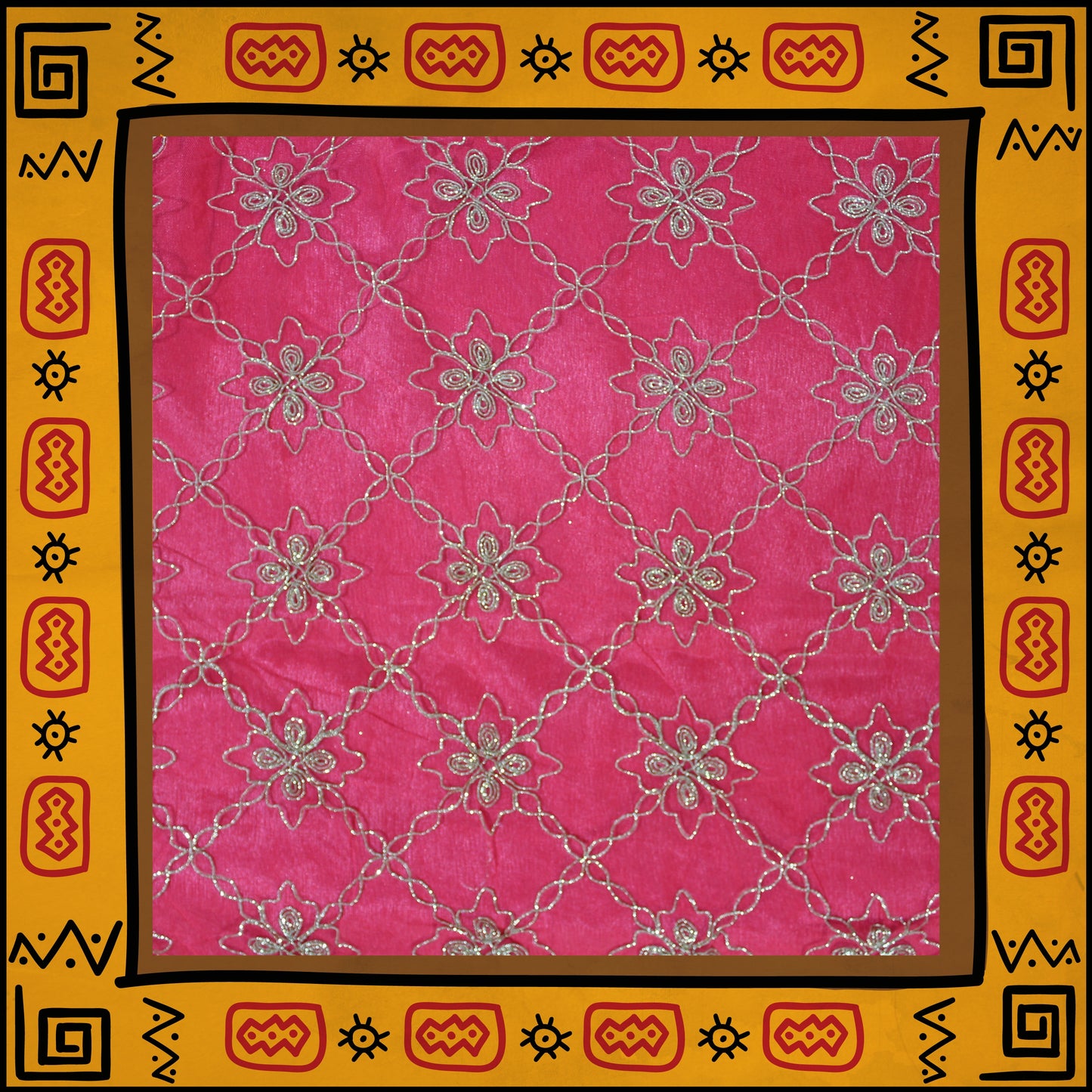 Heavy Glitter Codding Embroidery On Net