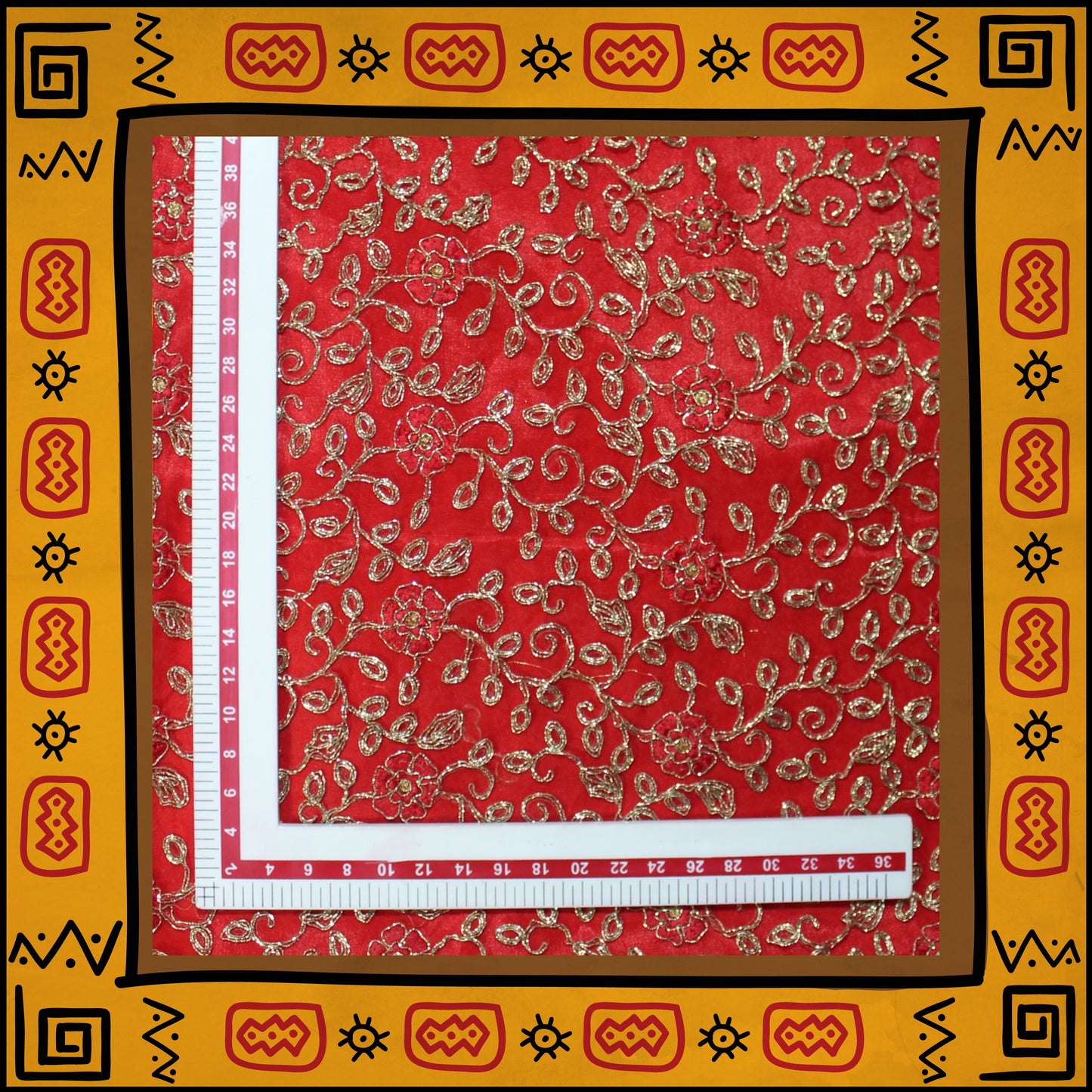 Multi Embroidery With Glitter Codding On Net