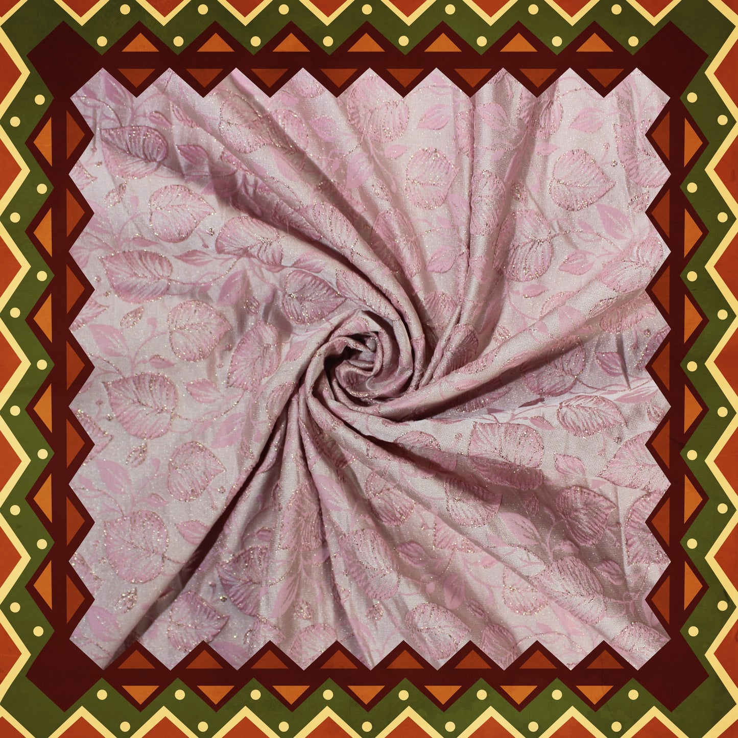 Golden Zari Flower Broket Jaquard
