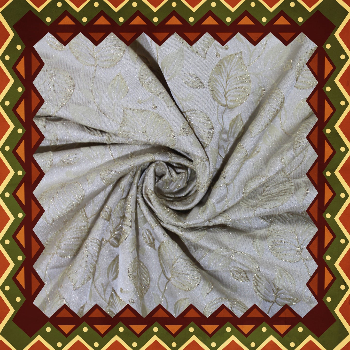 Golden Zari Flower Broket Jaquard