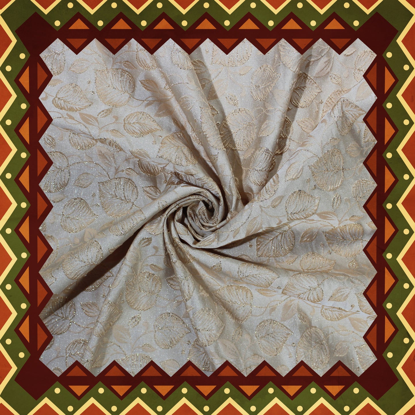 Golden Zari Flower Broket Jaquard