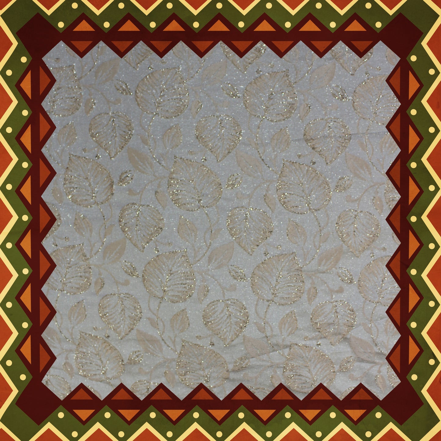 Golden Zari Flower Broket Jaquard