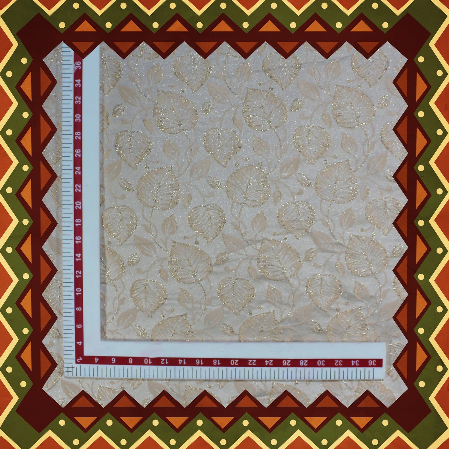 Golden Zari Flower Broket Jaquard