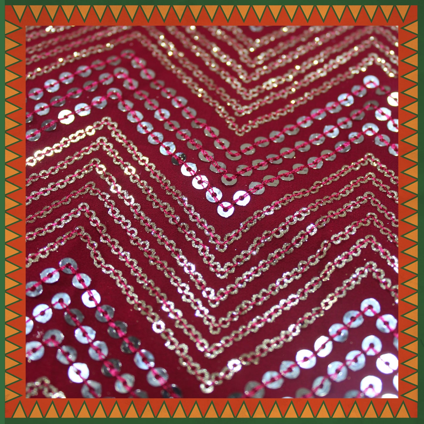 Heavy Sequence Thread Embroidery Georgette