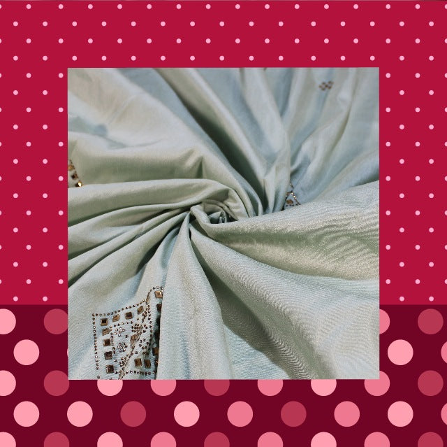 Swaroski Work On Slub Silk
