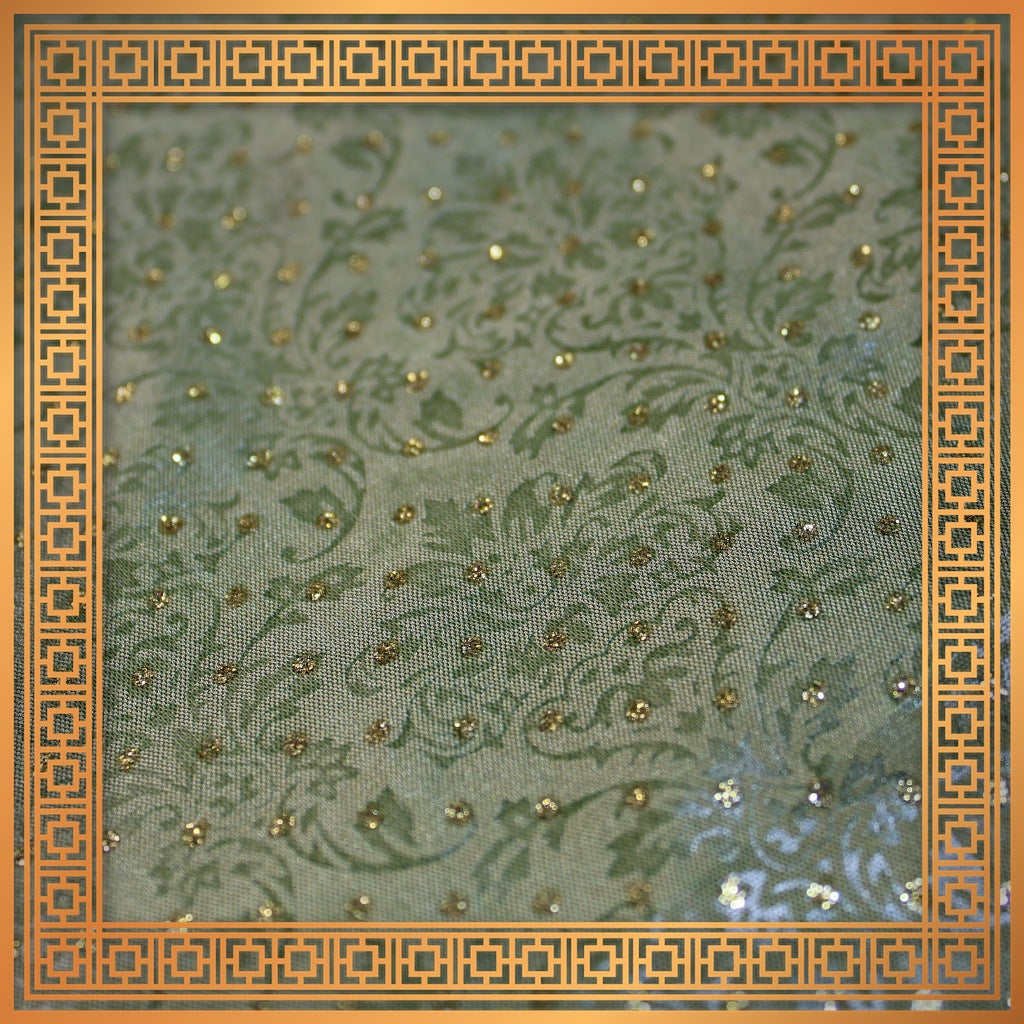 Zari Bindi With Emboss Print On Two Tafetta (FW-56")