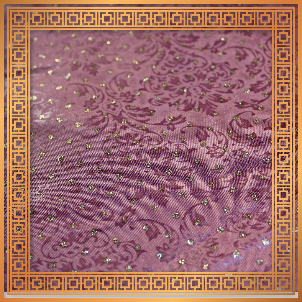Zari Bindi With Emboss Print On Two Tafetta (FW-56")