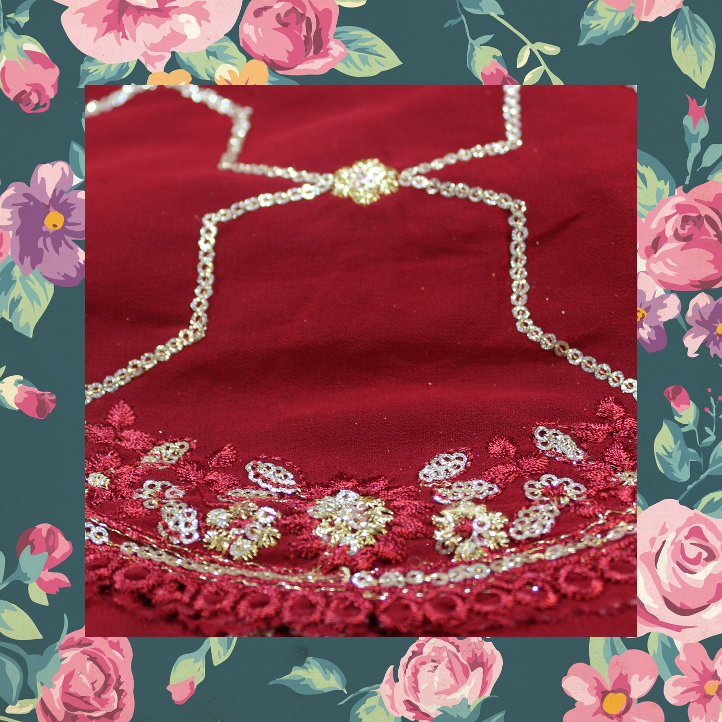 Sequence Glitter Zari Embroidery Dupatta On Georgette