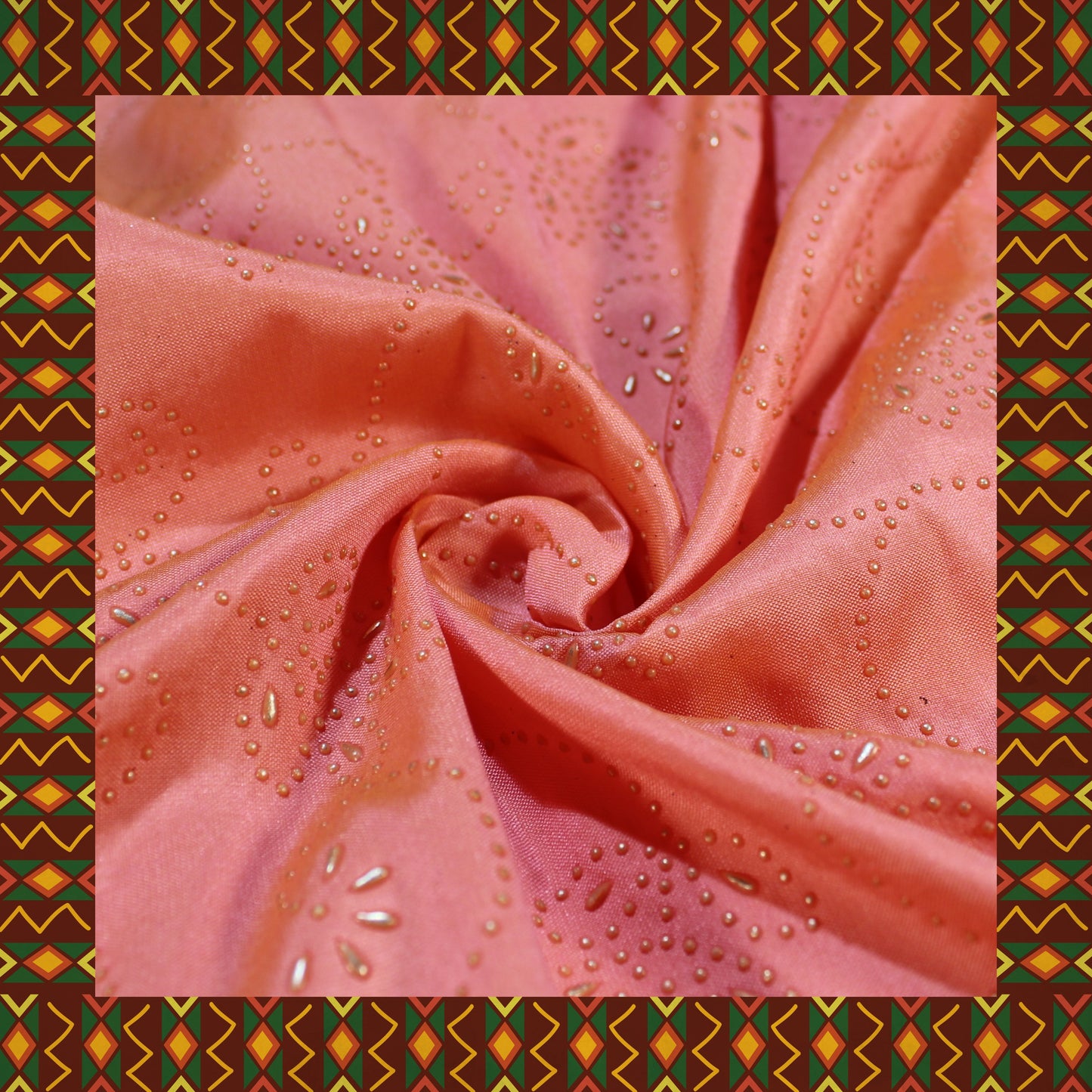 Due Drop Leather Foil Print On Tafetta (FW-56")