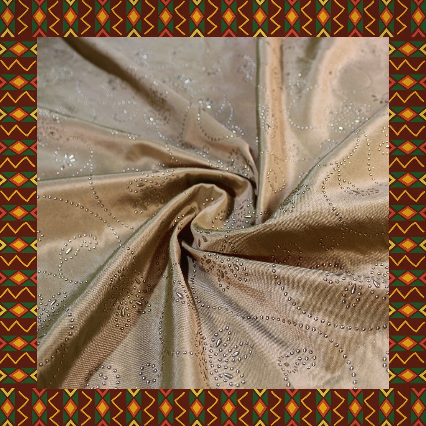 Due Drop Leather Foil Print On Tafetta (FW-56")