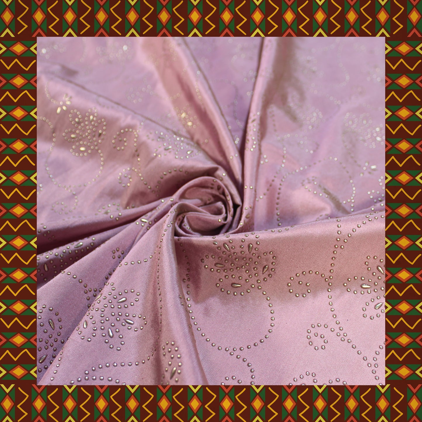 Due Drop Leather Foil Print On Tafetta (FW-56")