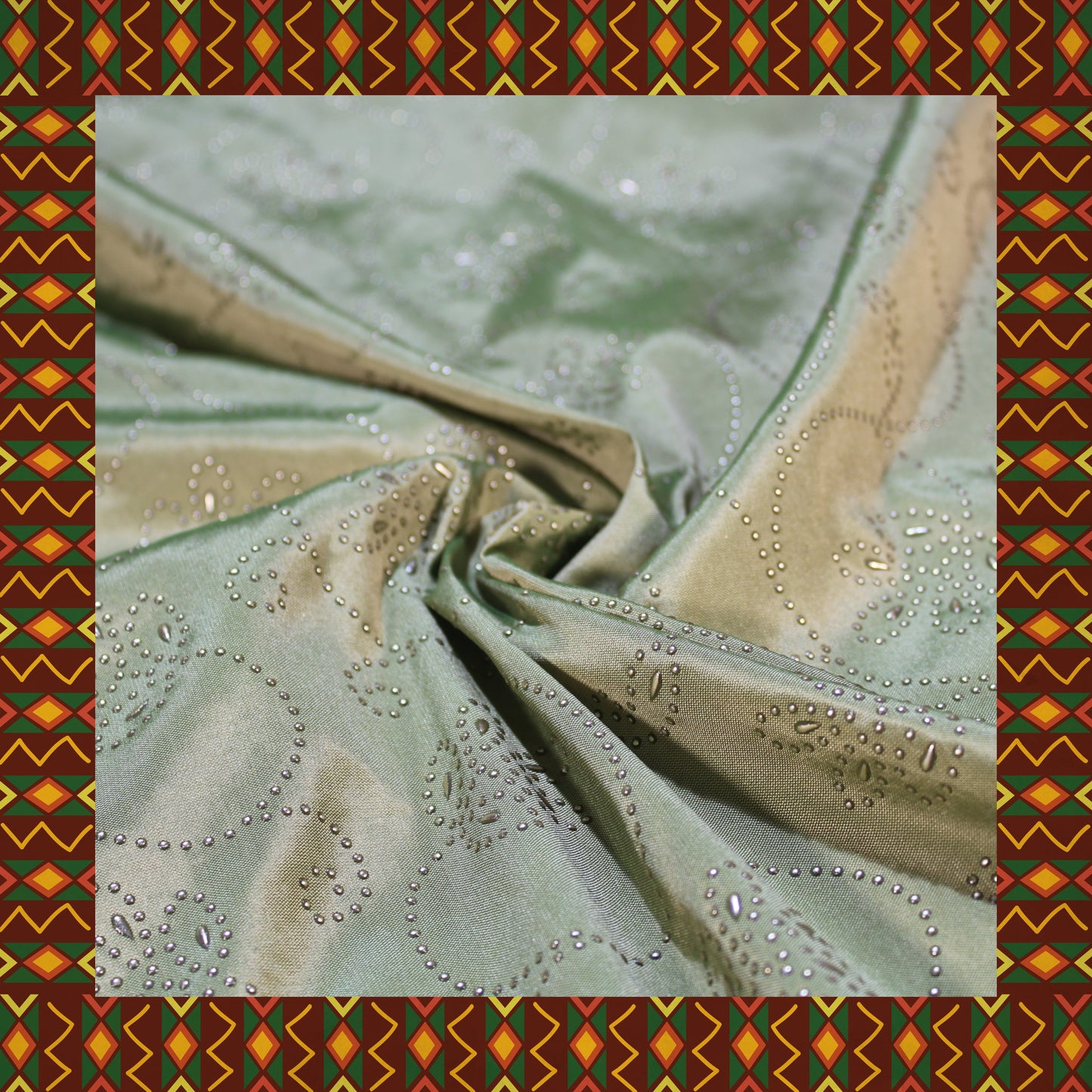 Due Drop Leather Foil Print On Tafetta (FW-56")