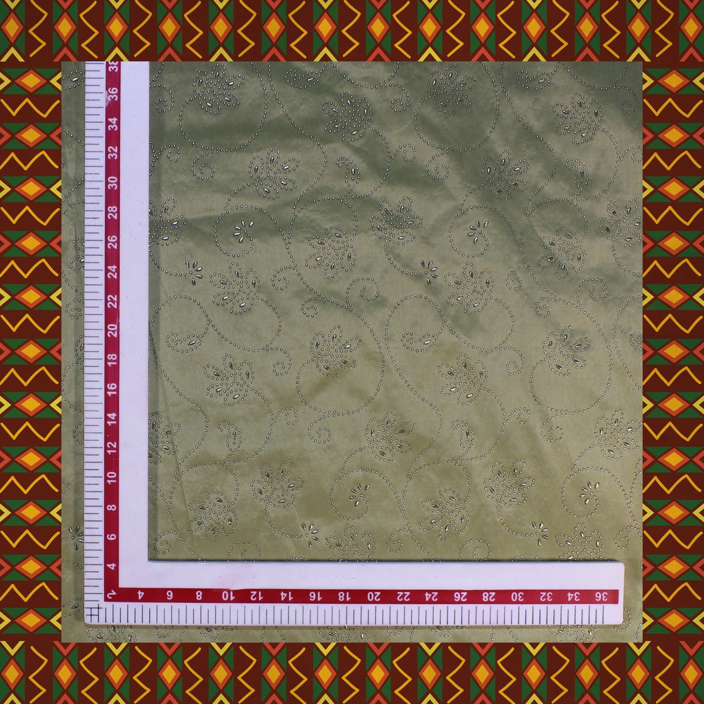 Due Drop Leather Foil Print On Tafetta (FW-56")