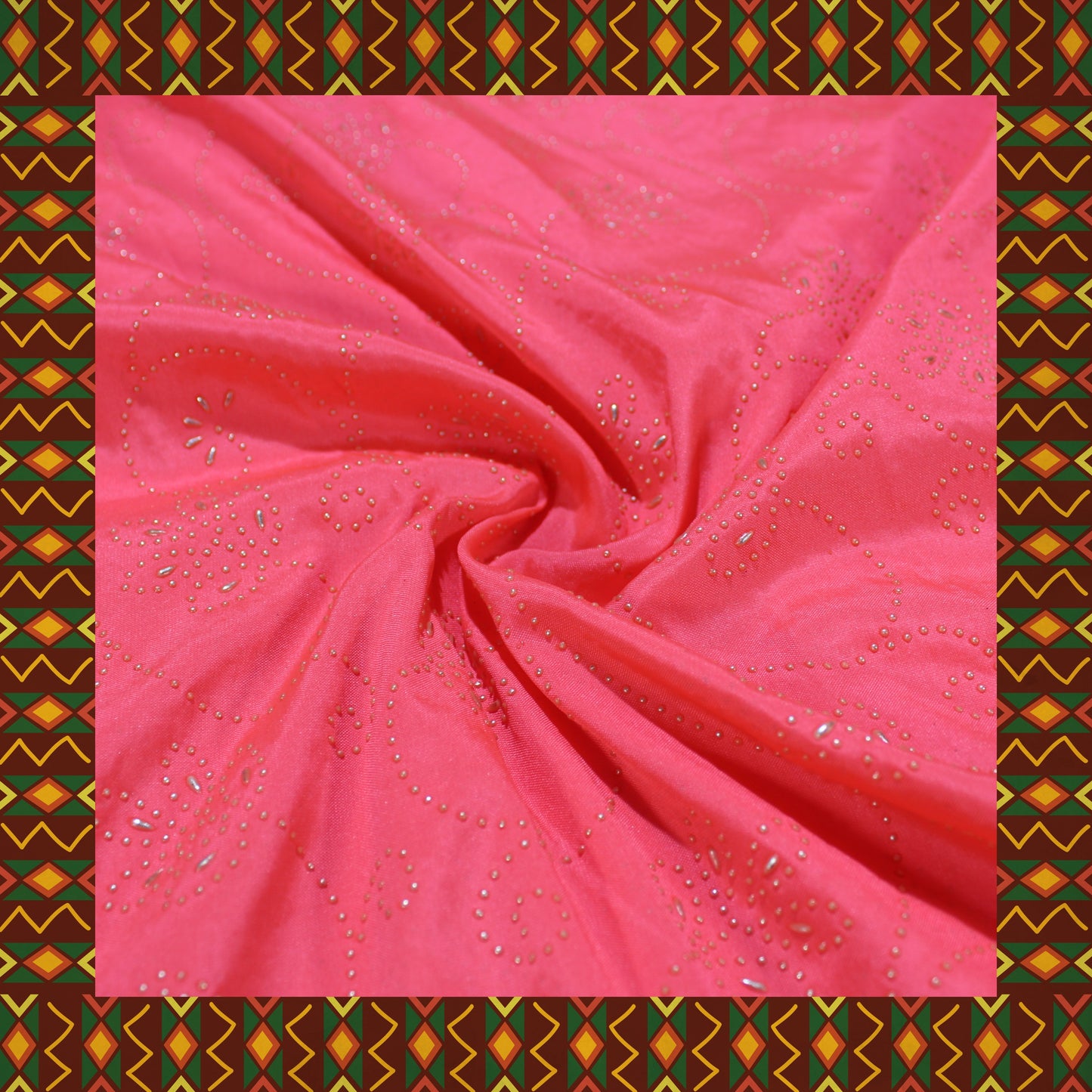 Due Drop Leather Foil Print On Tafetta (FW-56")
