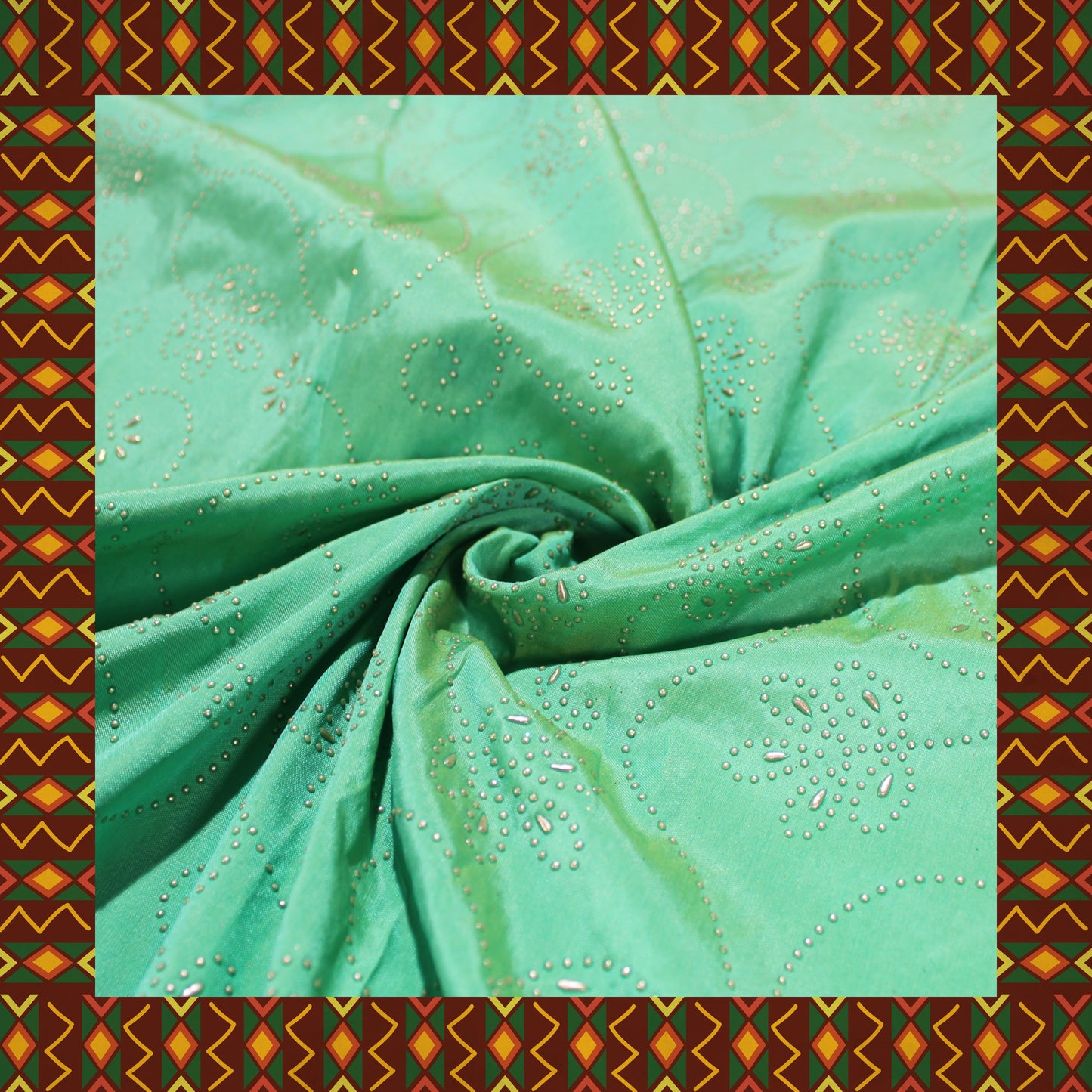 Due Drop Leather Foil Print On Tafetta (FW-56")