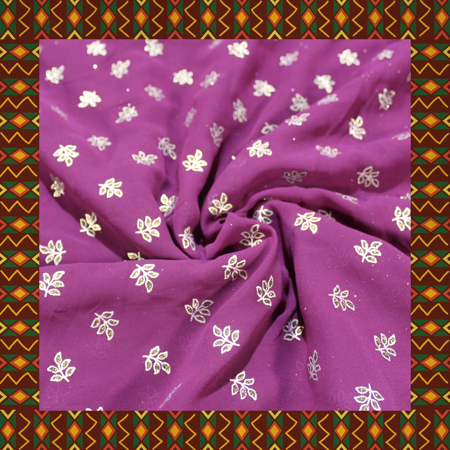 Flower Golden Foil Print On Georgette (FW-44")