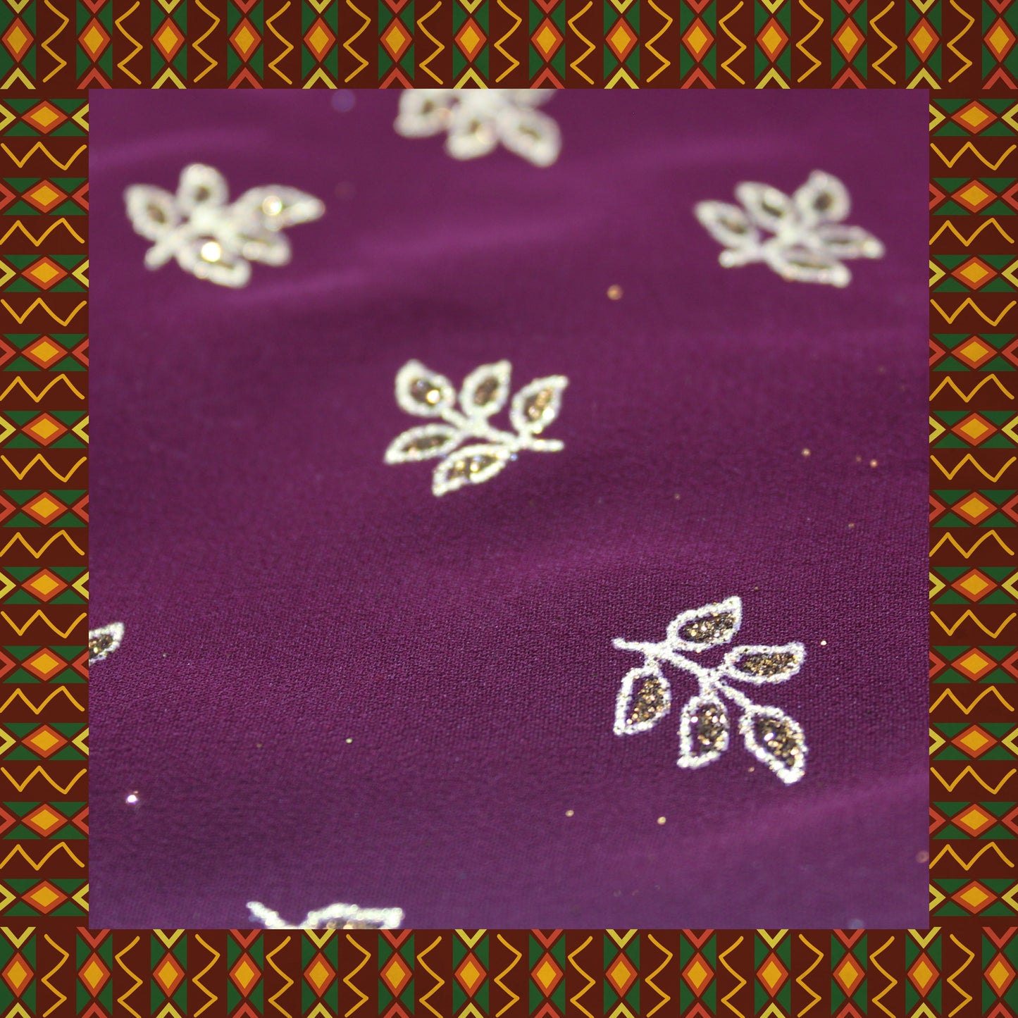 Flower Golden Foil Print On Georgette (FW-44")