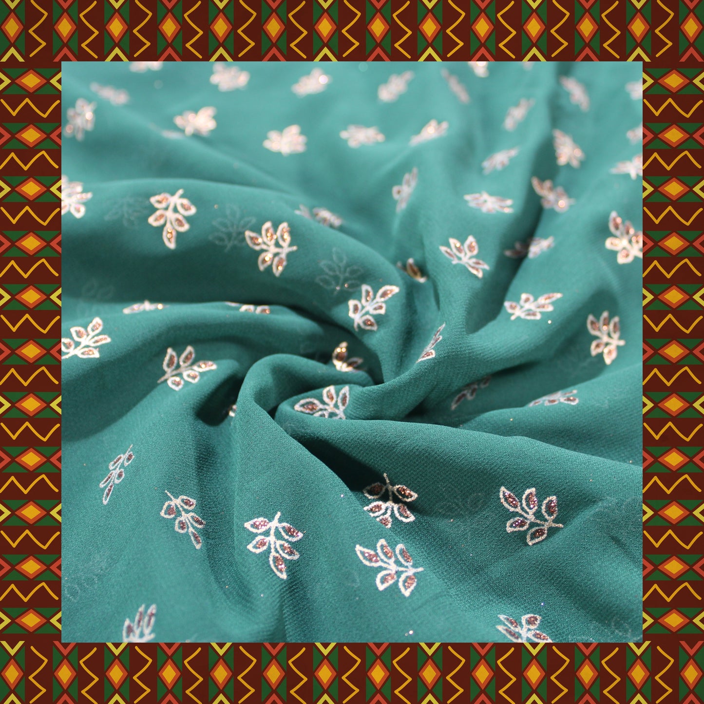 Flower Golden Foil Print On Georgette (FW-44")