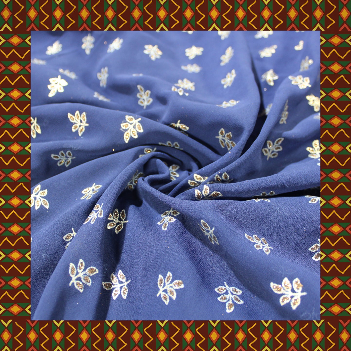 Flower Golden Foil Print On Georgette (FW-44")