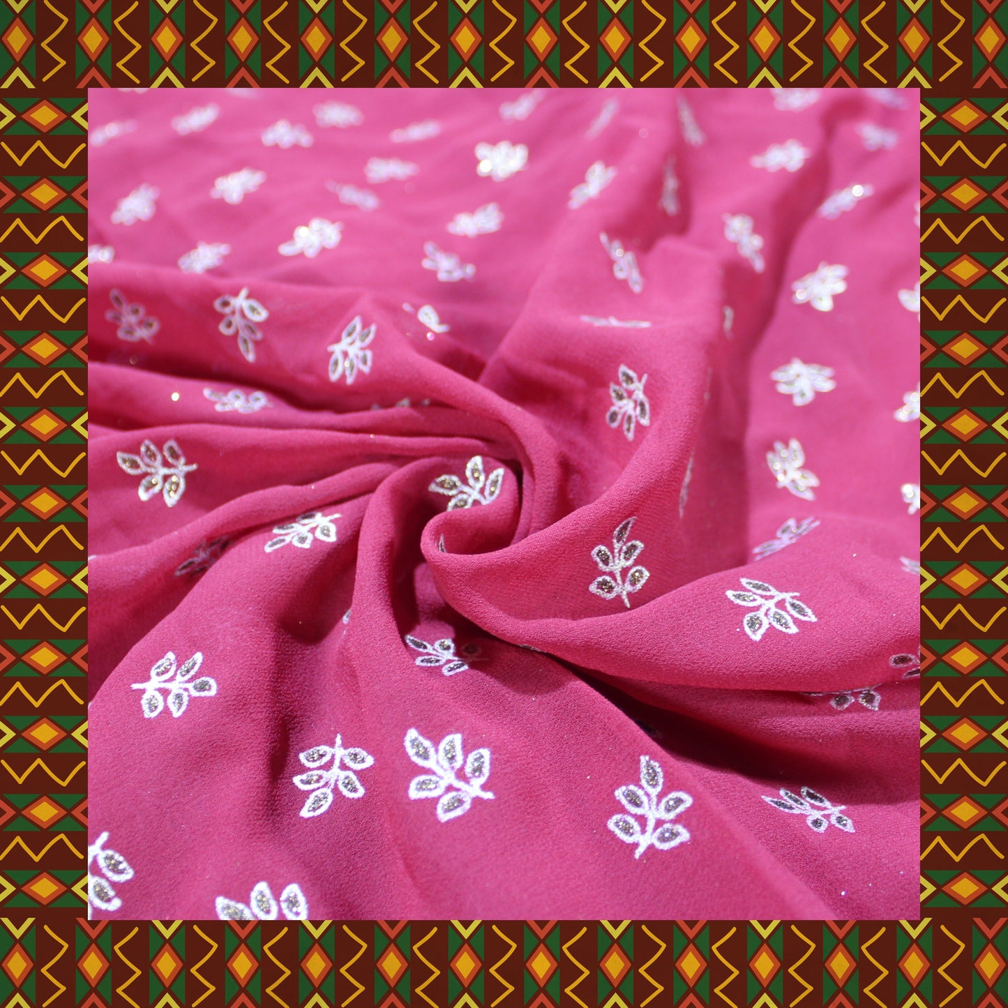 Flower Golden Foil Print On Georgette (FW-44")
