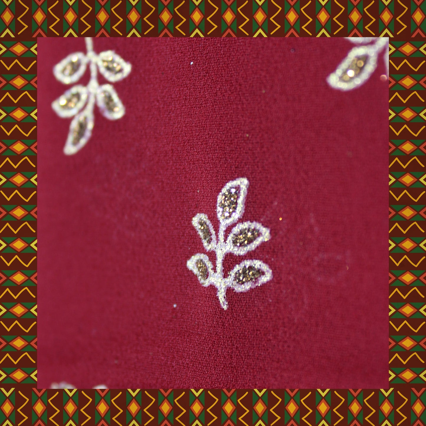 Flower Golden Foil Print On Georgette (FW-44")